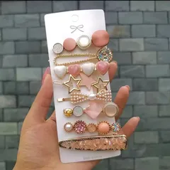 ファッションヘアアクセサリー　パール　ヘアピン　ピン留め　髪飾り　メタルヘアクリップ　バレッタ　7個セット　タイプ8