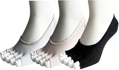 モードセレクト シルク フットカバー レディース 脱げない 浅履き 5本指ソックス サンダル 指先なし 夏 トゥレス パンプスイン 靴下 3足セット 色はお任せ(ピンク、グリーン、黒、オレンジ、パープル,  22.0-25.0 cm)