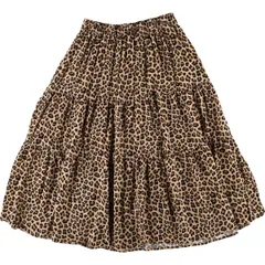 古着 レオパード柄 ヒョウ柄 ティアードスカート レディースXL相当/eaa533428