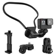 首掛けスマホホルダー ATiC Gopro用 ゴープロ用 ネックレス式マウント スマホネックホルダー カメラマウント アクションカメラ用首掛け 多角度調整可能 ぶら下げる ハンズフリーホルダー 手ぶらで撮影 Black
