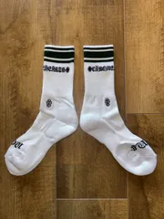 CHROME HEARTS クロムハーツ Socks ソックス 靴下 白 ホワイト 緑 カーキ ライン ボーダー Mサイズ 新品未使用