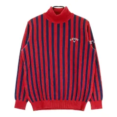 サイズ：LL CALLAWAY キャロウェイ  タートルネック 長袖ニットセーター ストライプ柄 レッド系 [240101386035] ゴルフウェア メンズ ストスト