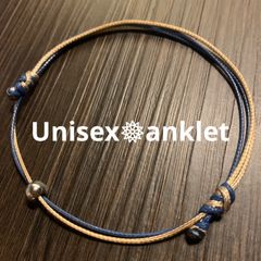 【耐水】アンクレット＊大人ミサンガ＊足首＊ゴールド×ネイビー