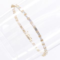 ブレスレット メンズ K18 18金 18k ダイヤモンド 4.3カラット バゲットカット イエローゴールド 18cm レディース 男女兼用 ユニセックス 日本製 刻印入り 鑑別書付き シンプル プレゼント ギフト