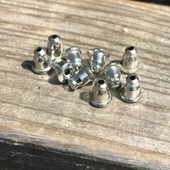 ステンレス製 シリコン入りピアス ベルキャッチ 10個セット 日本製 シルバー 弾丸 ハンドメイド アクセサリーパーツ 予備 18ゲージ 送料込