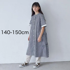 新品 アンディニー undeny 子供服 ティアード シャツワンピース(ギンガム)(140-150cm)