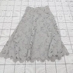 ◇ Θ プロポーションボディドレッシング レース 花柄刺繡 膝下丈 フレア スカート サイズM グレー系 レディース E  【1509300004118】