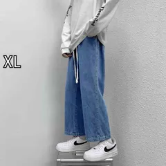 [XL]メンズ ファッション 服 オシャレ シンプル 大人 かっこいい 大きいサイズ ストリート 紳士服 ジーンズ 春　秋 夏 ストレート カジュアル ロング パンツ アメリカン レトロ ワイド レッグ