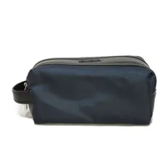 Dior ディオール ロゴ エンボス ダブルジップ ポーチ CDロゴ ブラック バイカラー ノベルティ ナイロン ネイビー セカンドバッグ