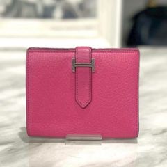 鑑定書付【極美品】HERMES クリック12 三つ折り財布 シェーブル ピンク 
