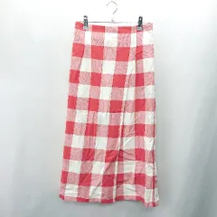 ◇ ◎ ●未使用● ⊂ ROPE PICNIC チェック柄 ロング丈 タイト スカート サイズ38 レッド ホワイト レディース E  【1409100047554】