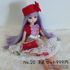 No.20 ワンピース 苺ワンピース リカちゃん ハンドメイド