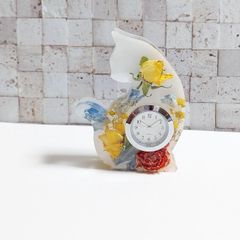 薔薇ねこさんの置時計(イエローの薔薇)