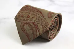 ジャンニ・ヴェルサーチ ブランド ネクタイ 総柄 ペイズリー 幾何学模様 シルク 日本製 PO メンズ カーキ Gianni Versace 【中古】