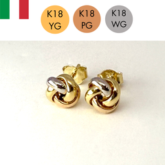 新品 スタッド ピアス 18金 幅8.5mm K18 YG PG WG イタリア製 レディース RMジュエリー