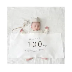 LIKENNY ハーフバースデー タペストリー happy birthday 壁掛け 100日祝い 100日タペストリー 飾り付け 誕生日 記念日用 ハンドメイド フック貼り付けツール付き（横版100日） 1