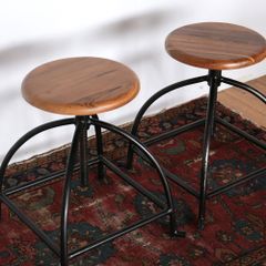 【SALE／定価¥19,800⇒60%OFF】◆廃盤品◆スツール ハイスツール カウンターチェア 丸椅子 木製 古材 チーク アイアン フラワースタンド シンプル 北欧 西海岸 ヴィンテージ インダストリアル ディスプレイ 飾り台 カフェ ブルックリン