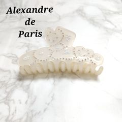 美品　ALEXANDRE DE PARIS　アレクサンドルドゥパリ　ヘア　クリップ　ライトストーン　ハート　クリアホワイト