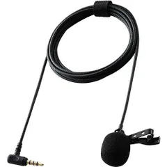 【新品・2営業日で発送】ELECOM エレコム エレコム ピンマイク クリップ付き ウインドジャマー付 Φ3.5mm (4極) 変換ケーブル付 収納ポーチ付 1.8m ブラック HS-MC09BKのサムネイル