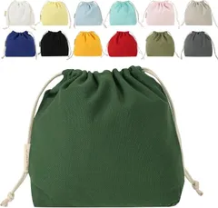 fogman 巾着袋 帆布 無地 お洒落 かわいい パステルカラー 和色 深緑ふかみどり(深緑［ふかみどり］,  M)