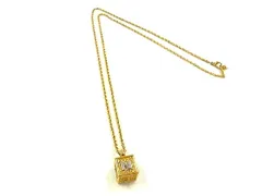 ■美品■ NINA RICCI ニナリッチ ラインストーン キューブ ネックレス ペンダント アクセサリー レディース ゴールド系 DI4795