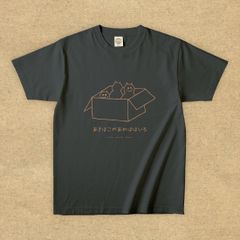 猫グラフィックTシャツ　あきばこがあればはいる -ちゃとら・濃地-