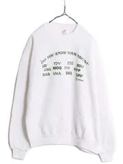 【お得なクーポン配布中!】 80s USA製 メッセージ プリント スウェット メンズ レディース XL 小さめ L 程/ 80年代 ヴィンテージ トレーナー 薄手 裏起毛  JERZEES 白