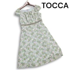 TOCCA 花柄 刺繍レース ワンピース ノースリーブ ティアード リボン M