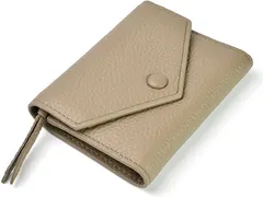 LUNICA ミニ財布 レディース 三つ折り財布 本革 小さい カード入れ 牛革 レザー コンパクト 大容量(グレージュ)