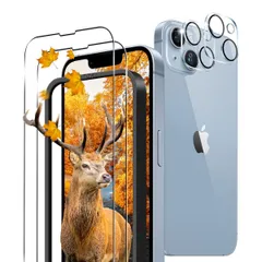 【数量限定】iPhone14 カメラ保護フィルム 2枚セッ + 【 日本旭硝子製 9H強度 2枚 】 対応 いphone14 ガラスフィルム フィルム 6.1インチ 厚さ0.26超薄型 14 対応 アイフォン14 保護フィルム 強化ガラス iPhone フィル