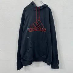 adidas ロゴスウェット パーカー XL ブラック レッド アディダス プルオーバー ビッグロゴ スポーティー a709-6535