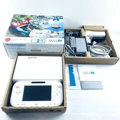 069【動作OK】Nintendo Wii U すぐに遊べるマリオカート8 セット MARIOKART8 本体 コントローラ センサーバー ゲームパッド ACアダプター スタンド 各ケーブル類 取扱説明書 shiro 白