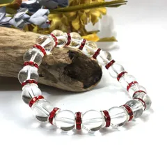 水晶 パワーストーン ブレスレット 天然石ブレスレット 10mm (レッド) 4月誕生石 メンズ・レディース 男性・女性  数珠 クリスタル 幸運 ○