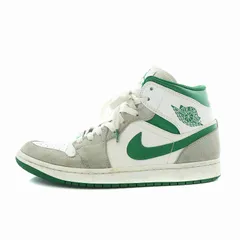 ナイキ NIKE エアジョーダン 1 ミッド グリーン グレー ホワイト Air Jordan 1 Mid Green Grey White スニーカー レザー スエード ハイカット US9 27cm 白 ホワイト 緑 グリーン グレー DC7294-103