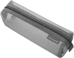 Copeflap ペンケース メッシュ 筆箱 シンプル 透明 大容量 ファスナー シースルー(グレー)