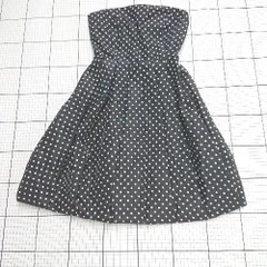 ◇ Φ LILYBROWN リリー ブラウン 水玉柄 半袖 ひざ丈 ドットドレスワンピース サイズＦ ブラック系 レディース E  【1508200031743】