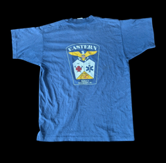 ９０S　ヴィンテージ　プリント　ｔシャツ　消防団　フルーツオブザルーム　シングルステッチ　ネイビー　イーグル　消防　救助　救急　アメリカ　インディアナ州 　レスキュー　シングルステッチ　フェード　雰囲気系
