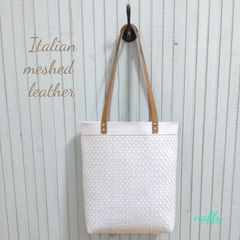 SALE！ホワイトメッシュ☆レザートートバッグ