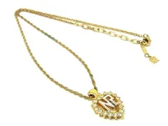 ■美品■ NINA RICCI ニナリッチ ラインストーン ハートモチーフ ネックレス ペンダント アクセサリー レディース ゴールド系 DE7826