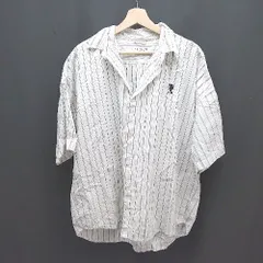 ◇ u.s.polo assn. ストライプ 刺<!-利用不可文字-!>ロゴ カジュアル 薄手 フロントボタン 半袖 シャツ サイズM グレー メンズ E  【1308290059166】