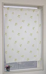 小窓 パイルレースカフェカーテン リーフ柄70×90cm グリーンkaei-26041-90