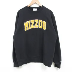 M/古着 チャンピオン Champion 長袖 スウェット メンズ MIZZOU クルーネック 黒 ブラック 25apr14 中古 スエット トレーナー トップス