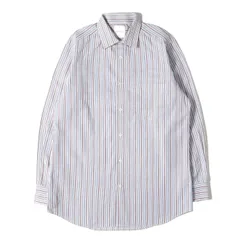 【美品】Paul Smith ポールスミス シャツ ホワイト ブルー ボルドー サイズ:M | カフス裏 ペイズリー ストライプ ローン ドレスシャツ (263213 801PA) | コンバーチブルカフス | MADE IN JAPAN【メンズ】【中古】