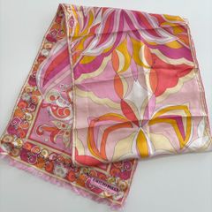 EMILIO PUCCI エミリオプッチ ストール スカーフ シルク ピンク オレンジ