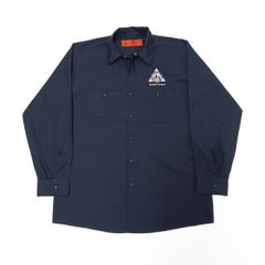【90s~00s】RED KAP レッドキャップ 長袖 ワークシャツ ワンポイント 刺繍 ネイビー L B202507