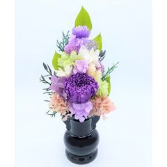 新盆　豪華大きめ高さ50センチ プリザーブドフラワー 仏花　1基　花器あり 新盆 豪華大きめ高さ50センチ プリザーブドフラワー 仏花 1基 花器あり