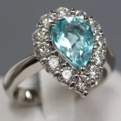 Pt900パライバトルマリンダイヤモンドリング T1.838 D1.60 9.5g #12 プラチナ