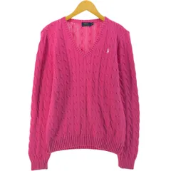 古着 ラルフローレン Ralph Lauren POLO RALPH LAUREN ケーブル編み Vネック コットンニットセーター レディースXL相当/eaa526148