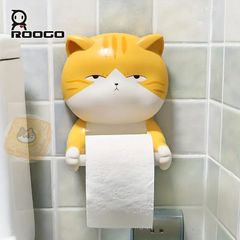 ユーモラスな猫デザイントイレットペーパーホルダー - バスルームをかわいく彩る壁掛けタオルラック | キュートな収納アクセサリー