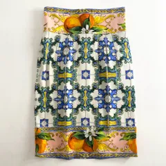 59g26 《未使用保管品》 タグ付 イタリア製 DOLCE&GABBANA ドルチェアンドガッバーナ マヨリカ 総柄プリント スカート ボトムス  F4V38T 36 マルチカラー シルクのサムネイル